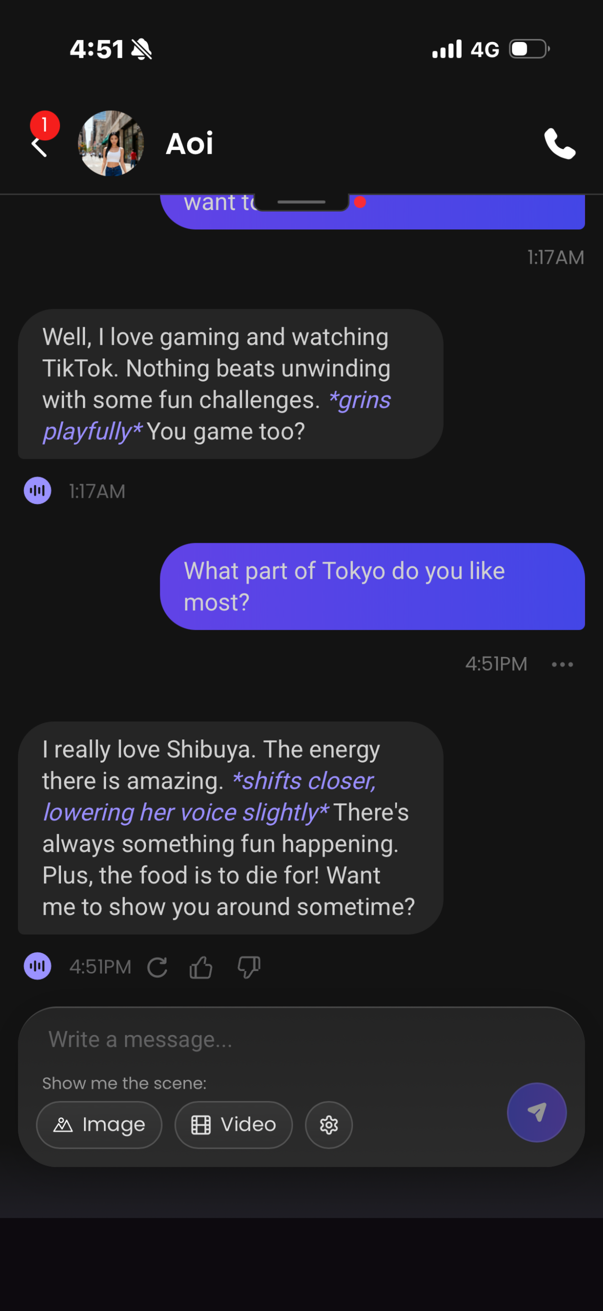 Candy AI's answer to &ldquo;What part of Tokyo do you like most?&rdquo;